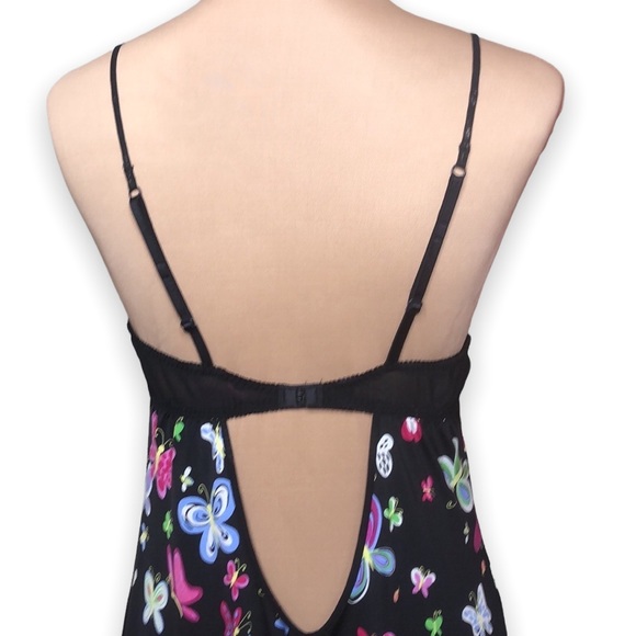 Betsey Johnson Intimates Slip Dress Chemise Butterfly Print Black Y2K Size M - Picture 8 of 16